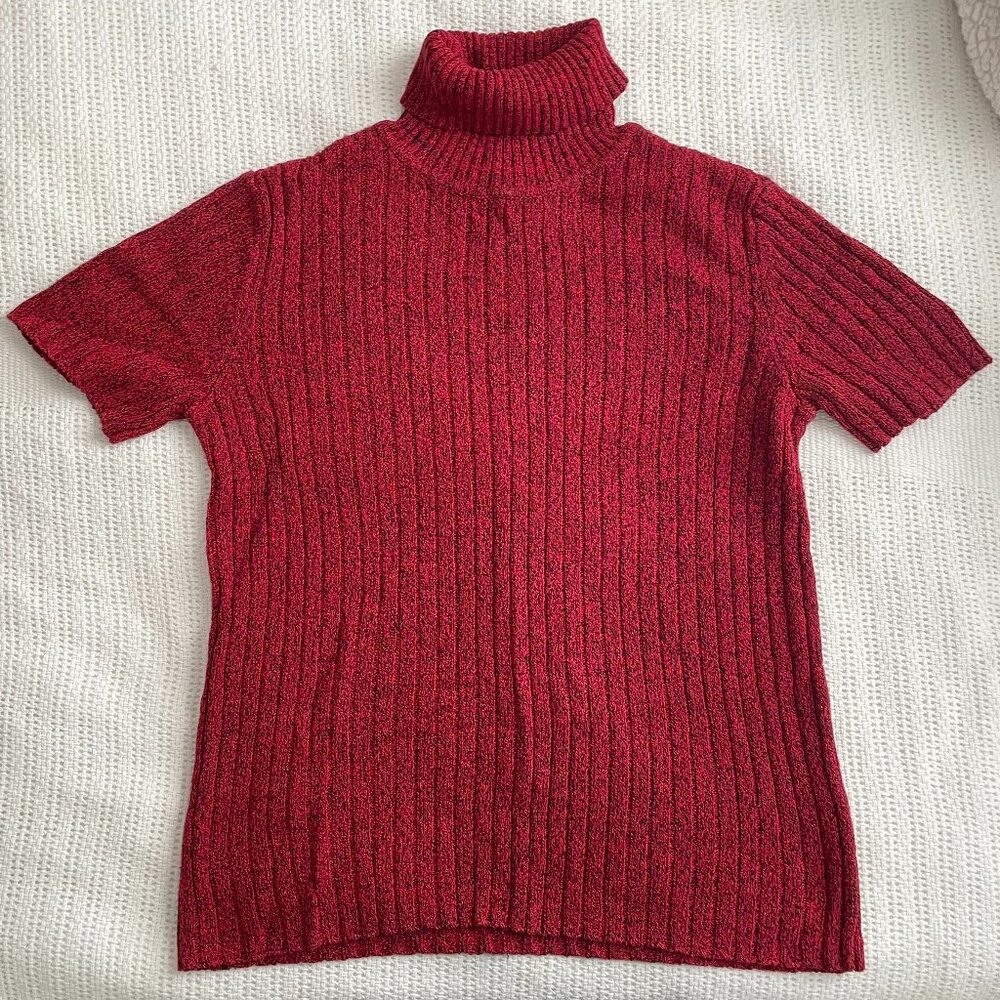 Red Liz Claiborne Short Sleeve Turtleneck Sweater - S